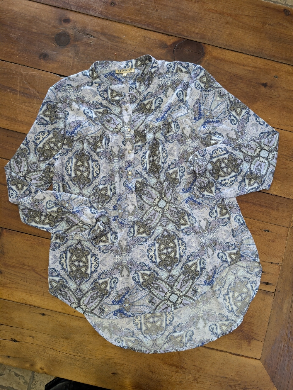 Ruffled Democracy High - Low Paisley Blouse